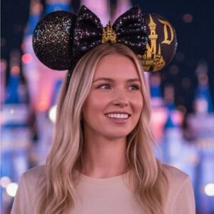 Disney Black and Gold Sequin Minnie Ears Headband